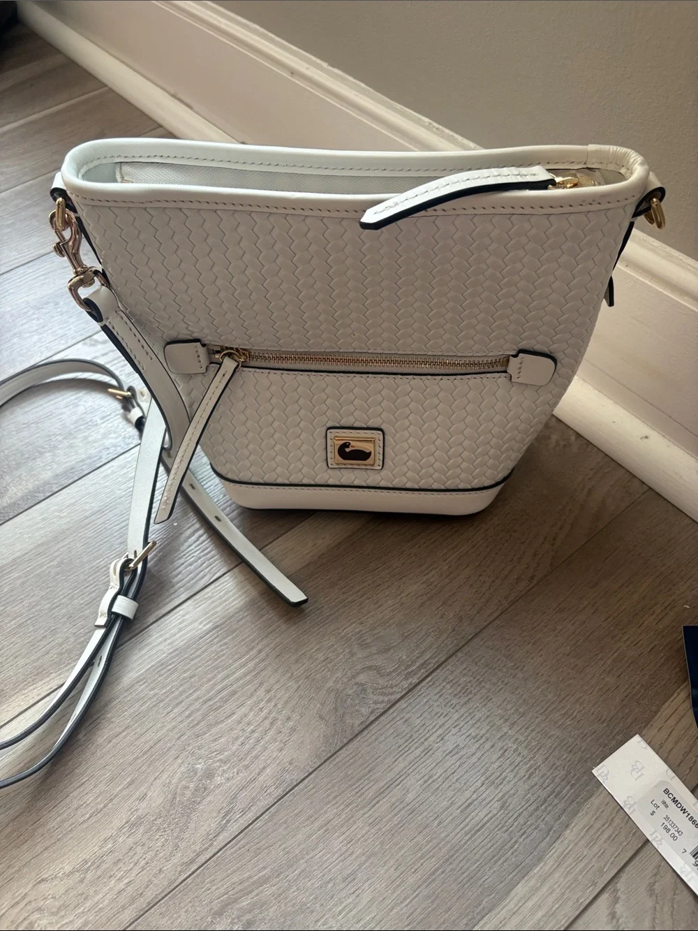 Dooney & Bourke White Woven-Texture mini hobo Crossbody with Hardware - Picture 3 of 9